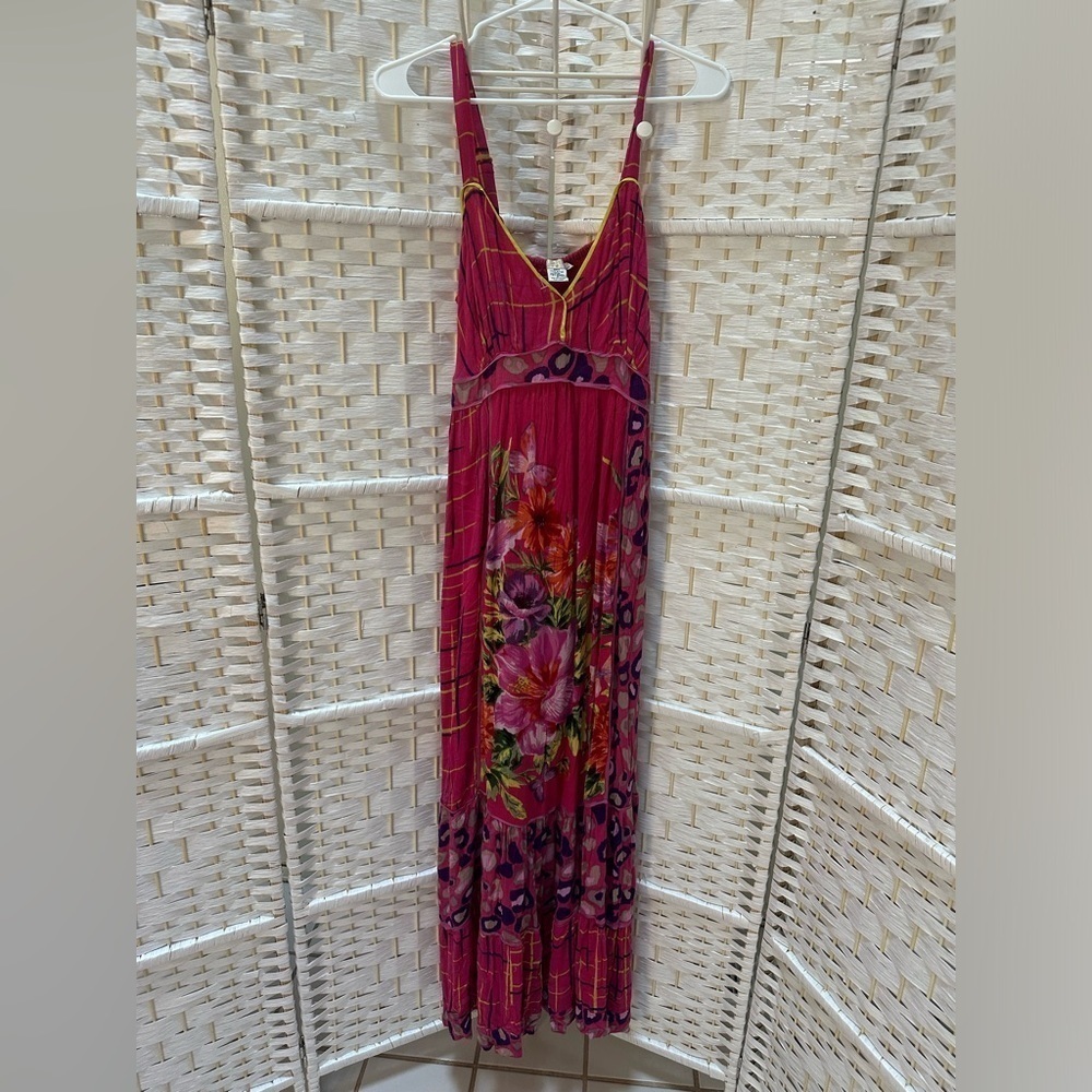 Floral Pink Maxi Dress with Adjustable Straps